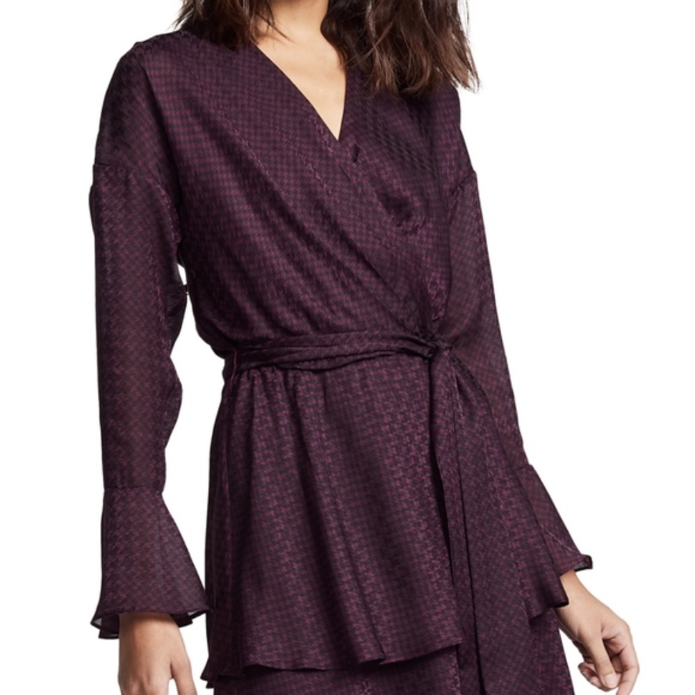 NWT Joie Marcel Houndstooth Printed Wrap Dress